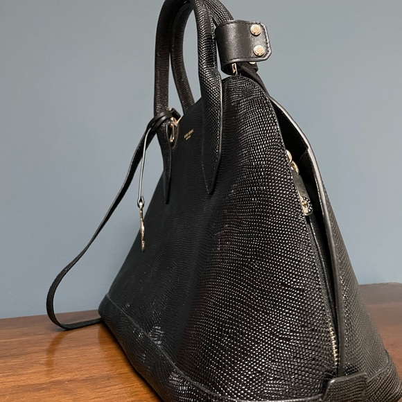 Henri Bendel // Miss Bendel Dome Satchel // Shiny Lizard // Black - Picture 6 of 10